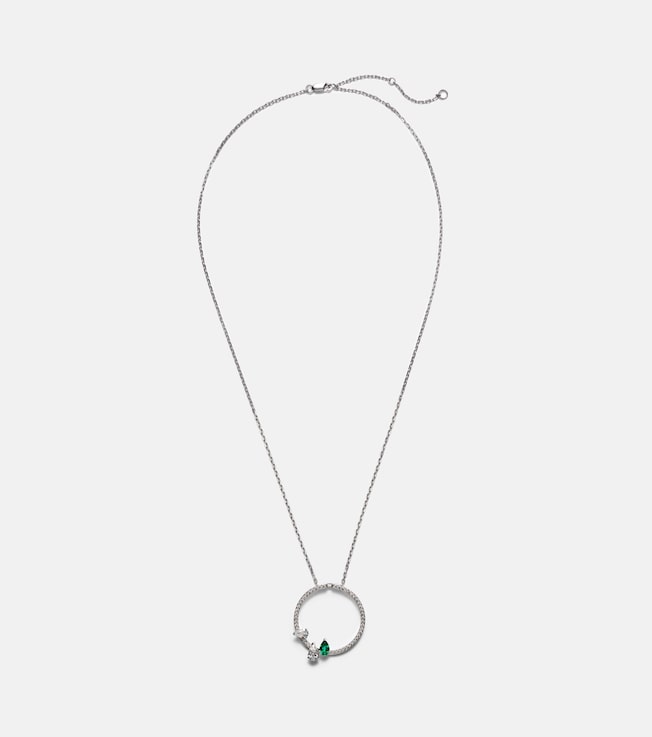 White gold emerald necklace with pavé diamonds | Repossi