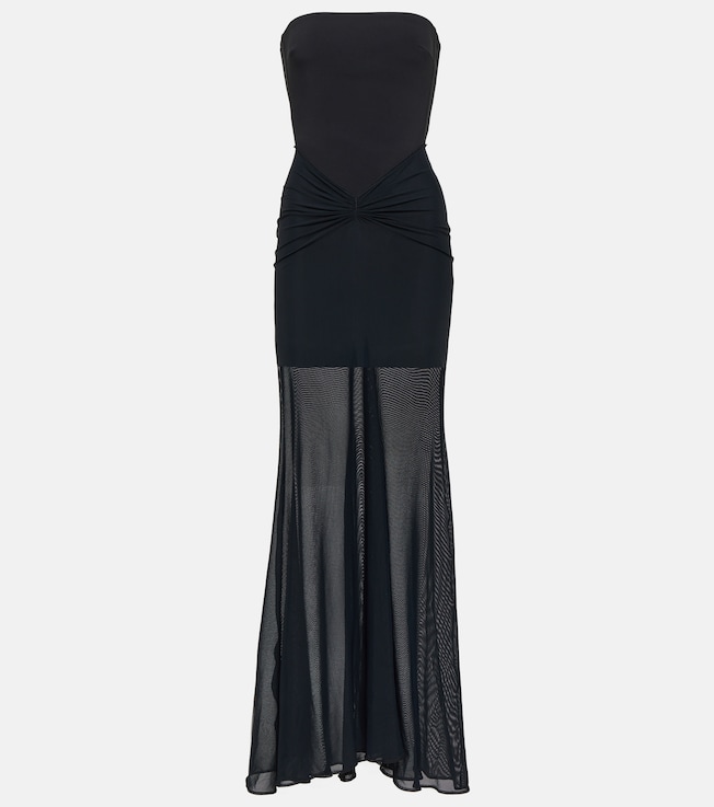 Tulle-trimmed ruched bustier gown  | David Koma