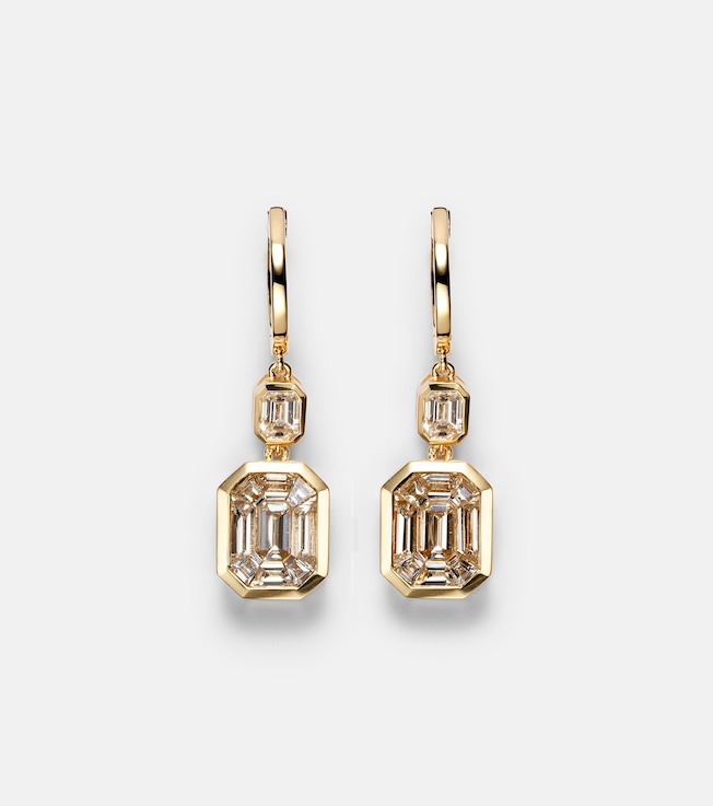Illusion 18kt gold drop earrings with diamonds | Shay Jewelry