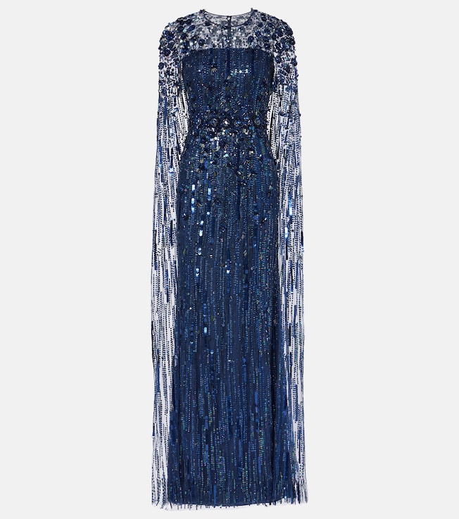 Ruby sequined caped gown | Jenny Packham