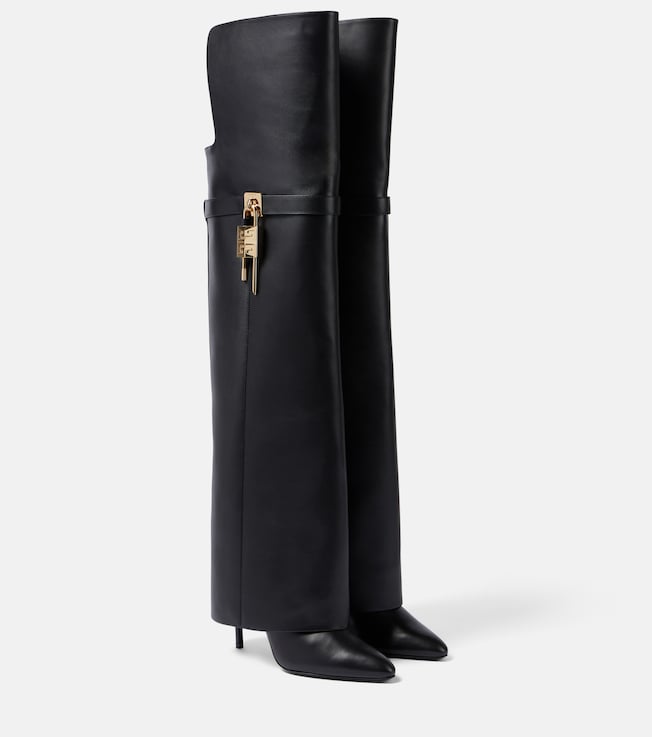 Shark Lock Stiletto leather over-the-knee boots | Givenchy