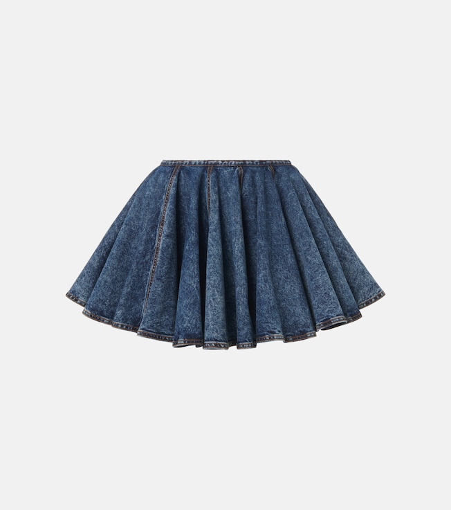 Pleated denim miniskirt | Alaïa