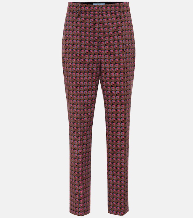 Printed high-rise wool-blend pants | Prada
