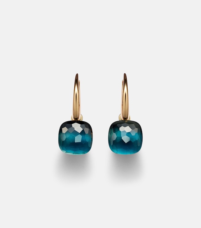 Nudo 18kt rose gold and white gold earrings with blue topaz | Pomellato