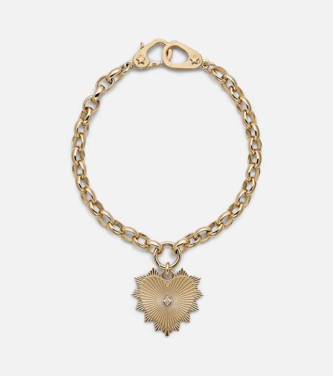 Radiating Heart Medium 18kt gold chain bracelet with diamond | FoundRae
