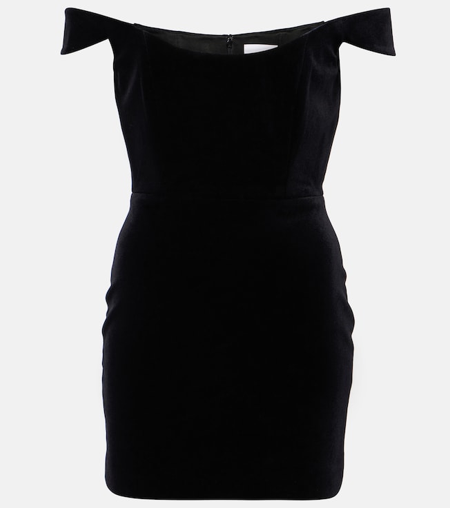 Off-shoulder velvet bustier dress | Alex Perry