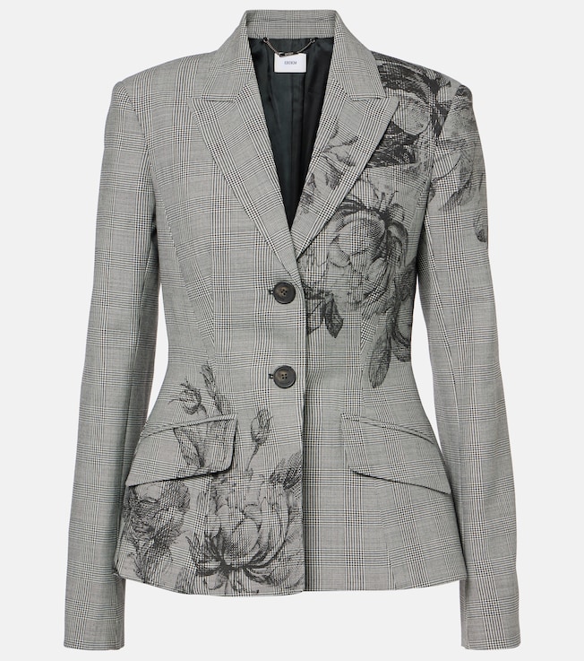 Prince of Wales check floral blazer | Erdem