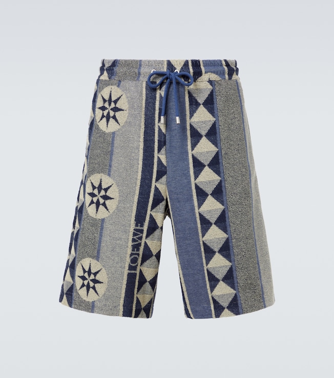 Printed cotton-blend terry Bermuda shorts | Loewe