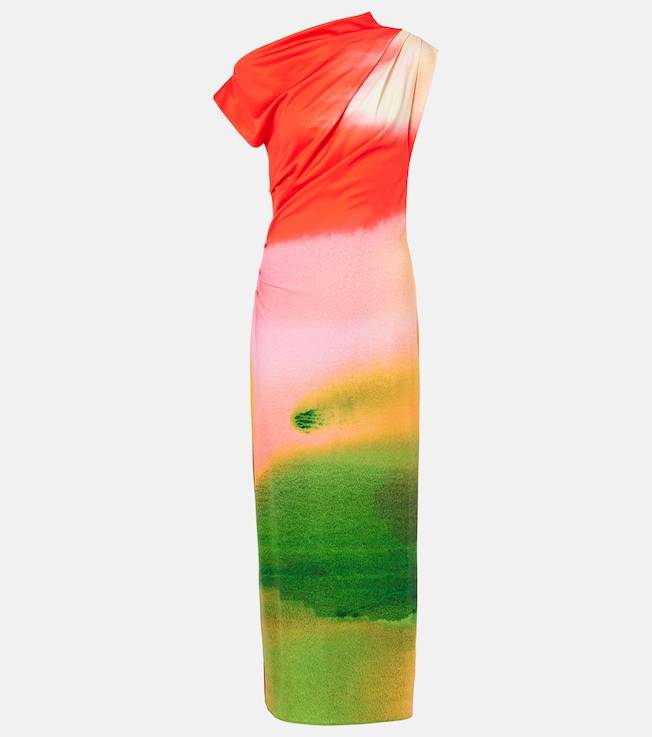 Colorblock draped jersey midi dress | Oscar de la Renta
