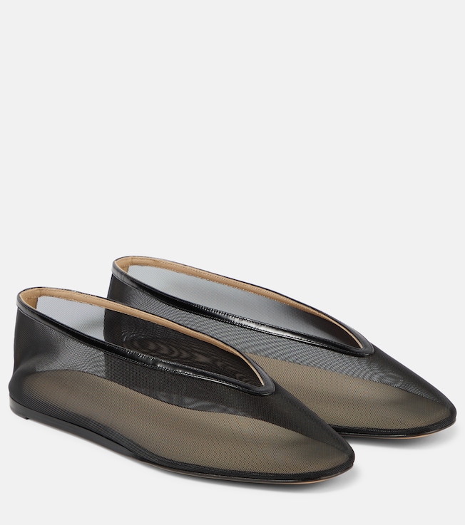 Luna leather-trimmed mesh ballet flats | Le Monde Béryl