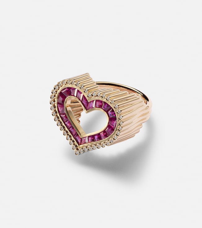 Love 18kt gold ring with diamonds and rubies | Marie Lichtenberg