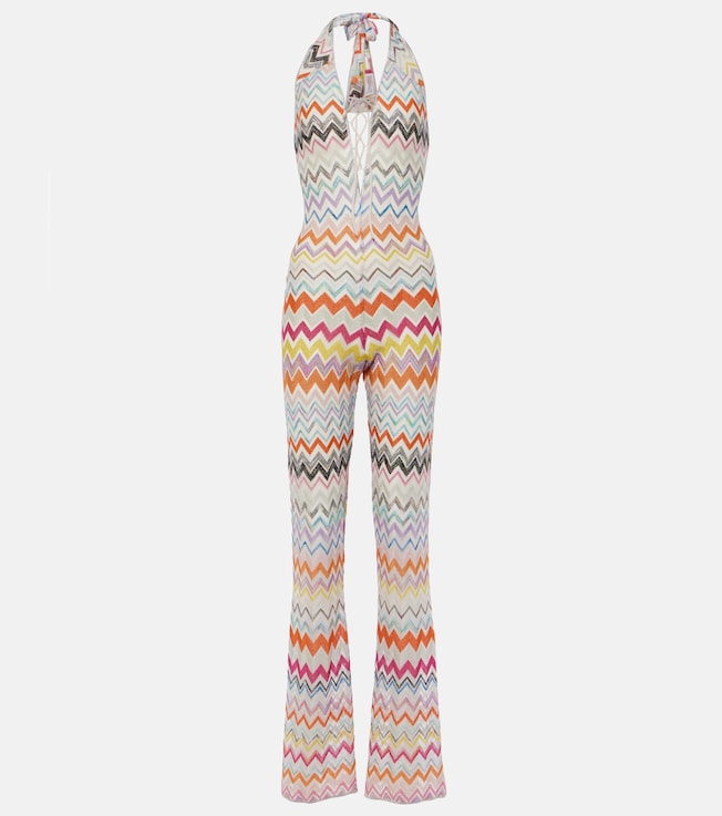 Zigzag halterneck lamé jumpsuit | Missoni