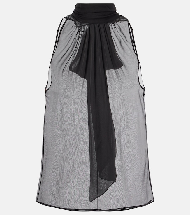 Gathered silk muslin top | Saint Laurent