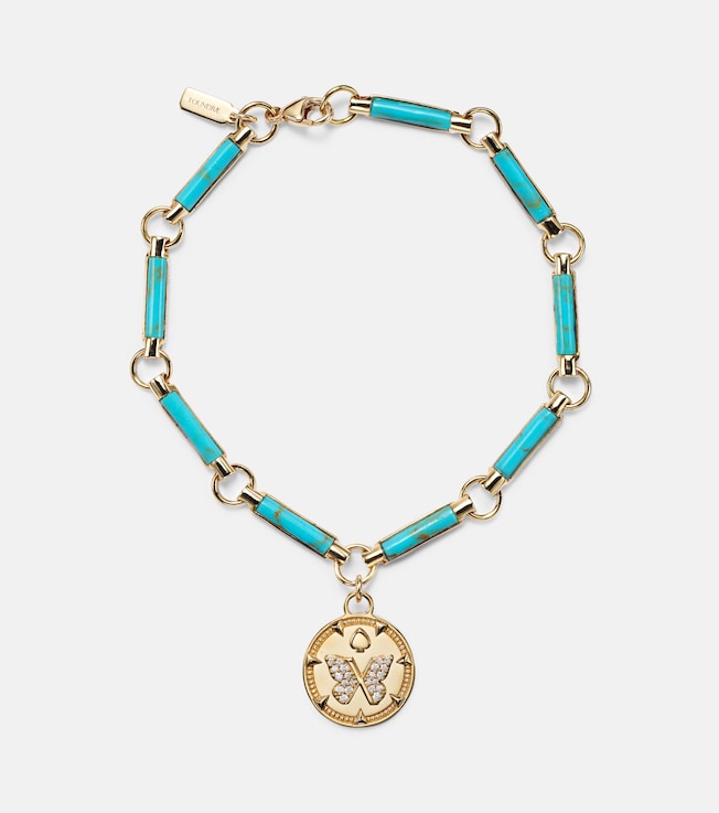 Reverie Element 18kt gold chain bracelet with turquoise and diamonds | FoundRae