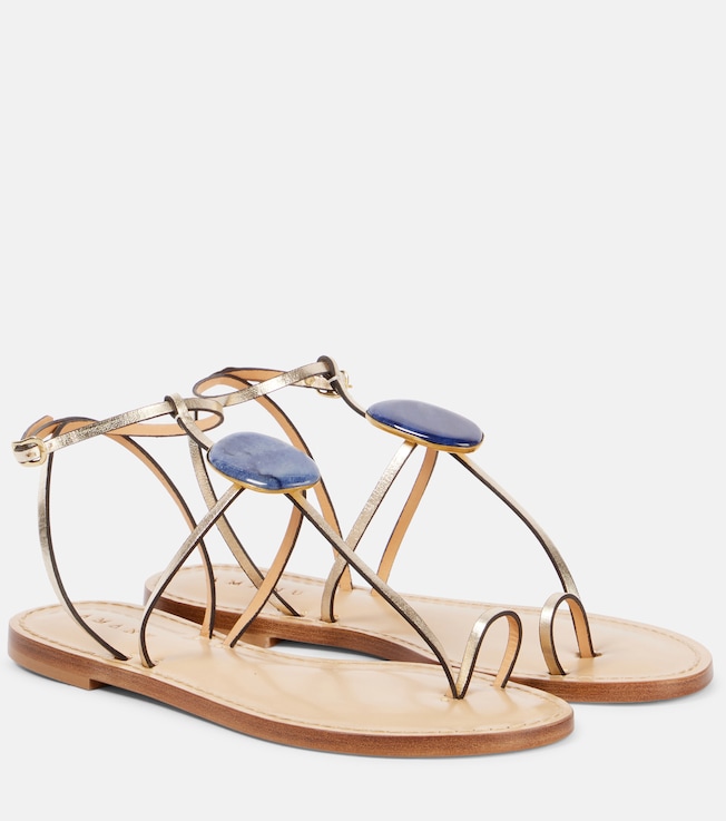 Cairo embellished metallic leather sandals | Amanu