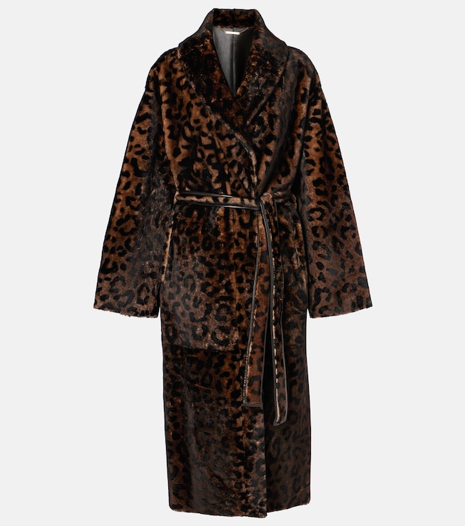 Imani leopard-print shearling wrap coat | Nour Hammour