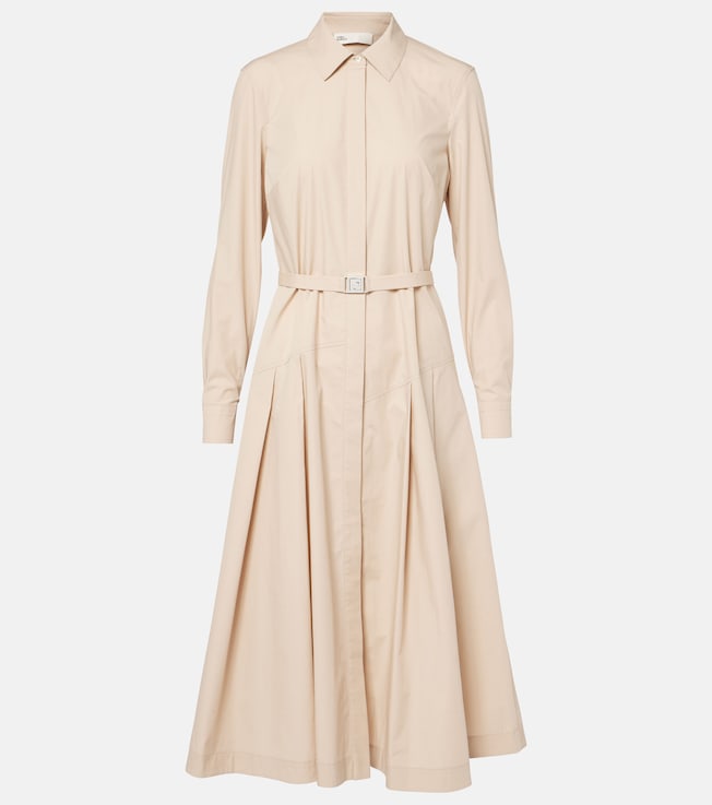 Pleated cotton-blend shirt dress | Tory Burch