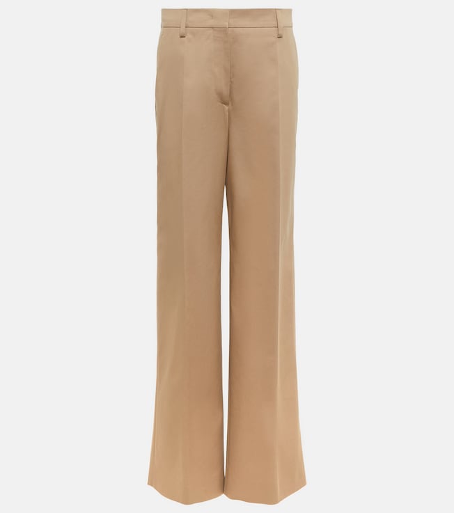 High-rise cotton-blend pants | Prada