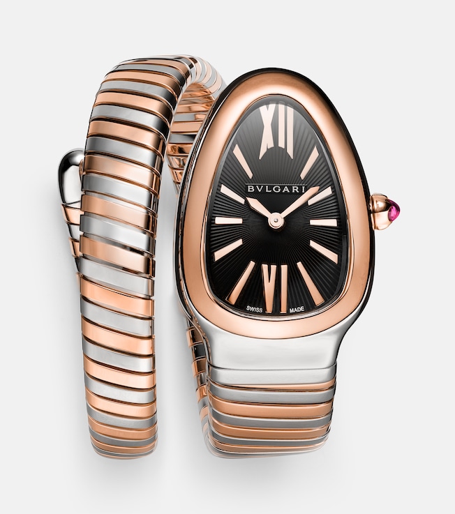 Serpenti Tubogas 18kt rose gold and stainless steel watch | Bvlgari