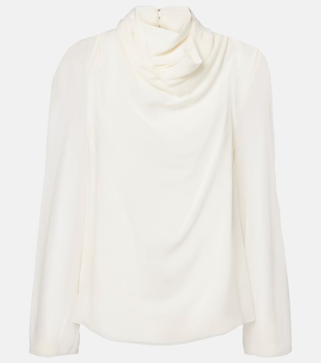 Cara draped high-neck silk top | Altuzarra