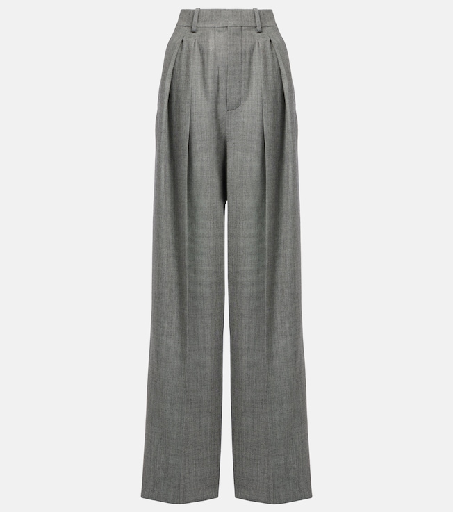High-rise wool twill wide-leg pants | Saint Laurent