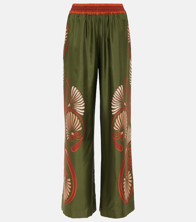 Printed silk twill palazzo pants | La DoubleJ