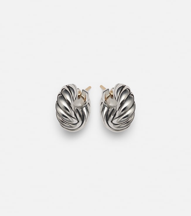 Sculpted Cable sterling silver hoop earrings | David Yurman