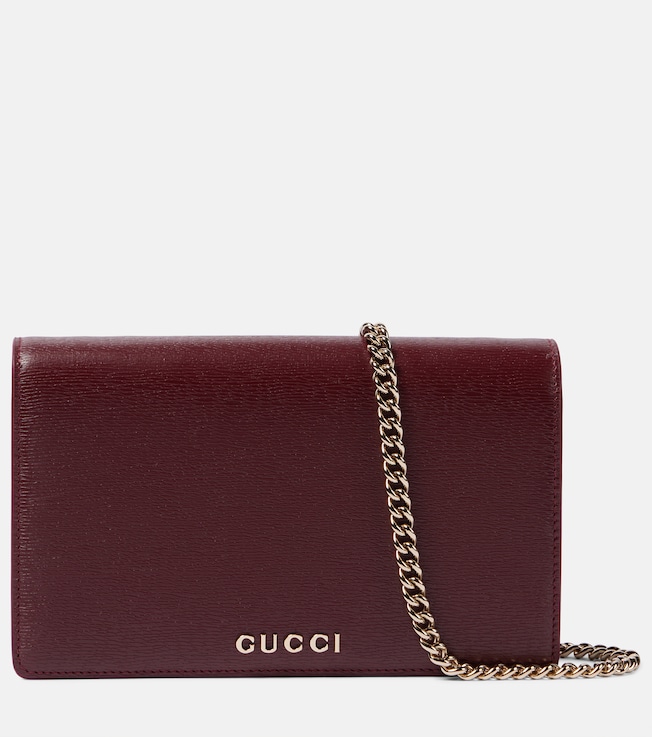 Gucci Script leather wallet on chain | Gucci