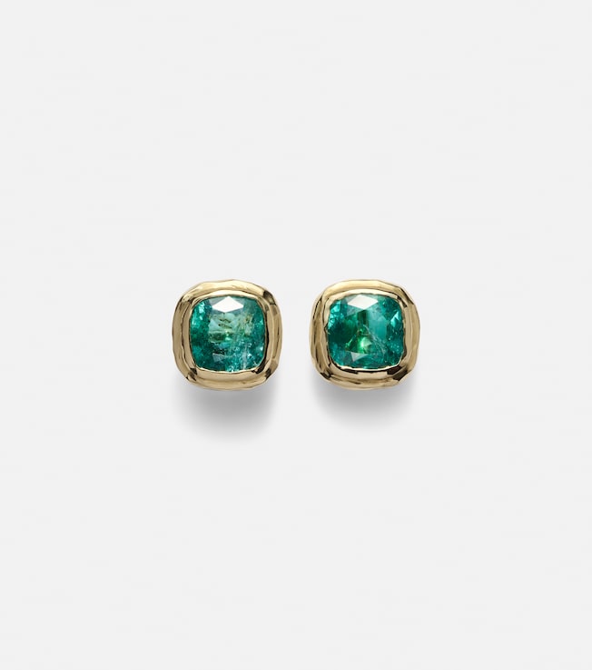 18kt gold stud earrings with emerald | Octavia Elizabeth