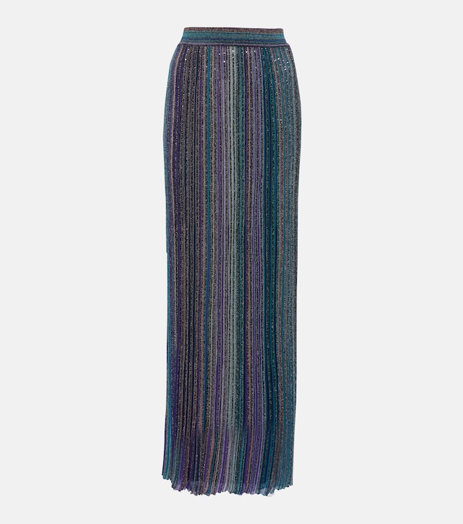 Striped ribbed-knit lamé maxi skirt | Missoni