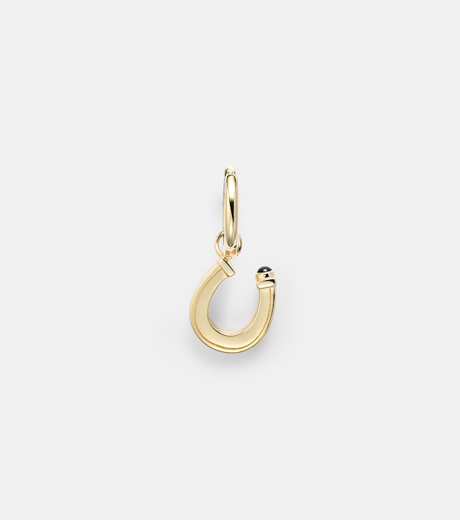Baby Charm Horseshoe 18kt gold single earring with sapphire | Marie Lichtenberg