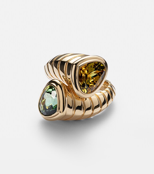 Toi Et Moi 18kt gold ring with tourmaline and garnet | Marina B