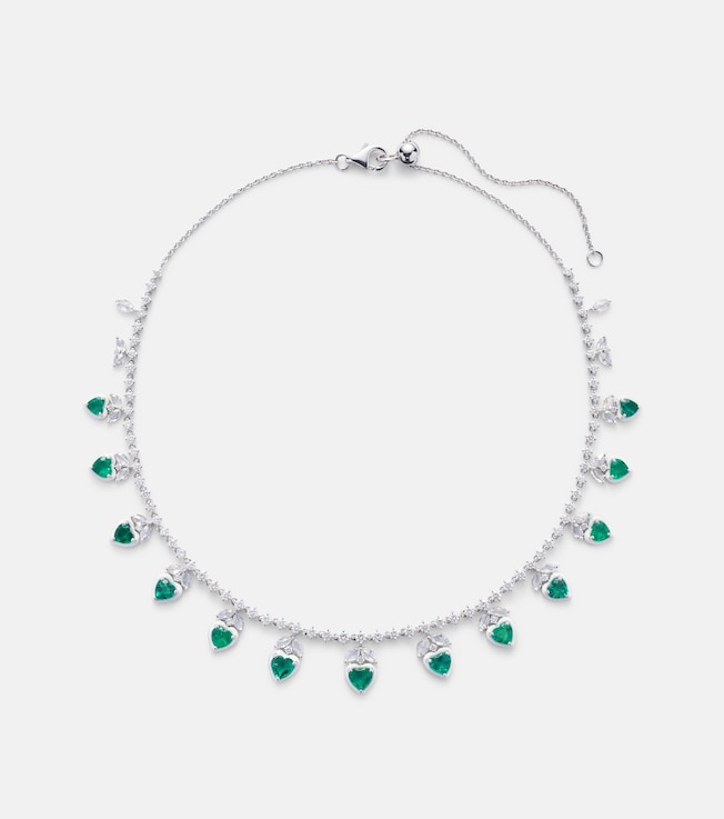 18kt white gold choker with emeralds and diamonds | Kamyen