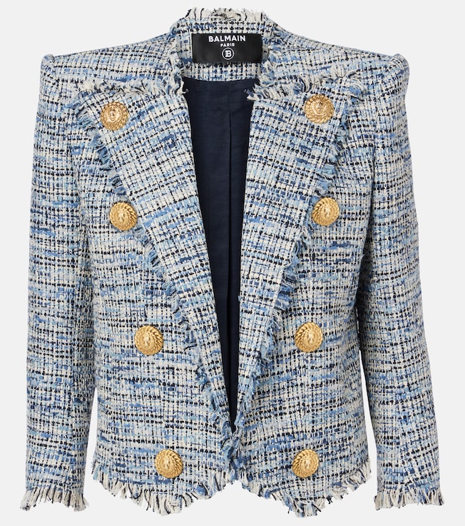 Side To Side denim tweed spencer jacket | Balmain