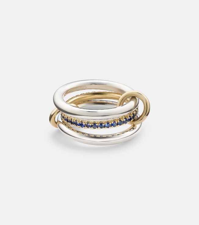 Libra sterling silver and 18kt gold linked rings with sapphires | Spinelli Kilcollin