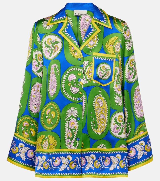 Printed silk satin shirt | Alémais