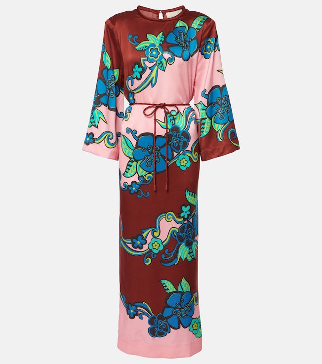 Printed silk satin maxi dress | Alémais