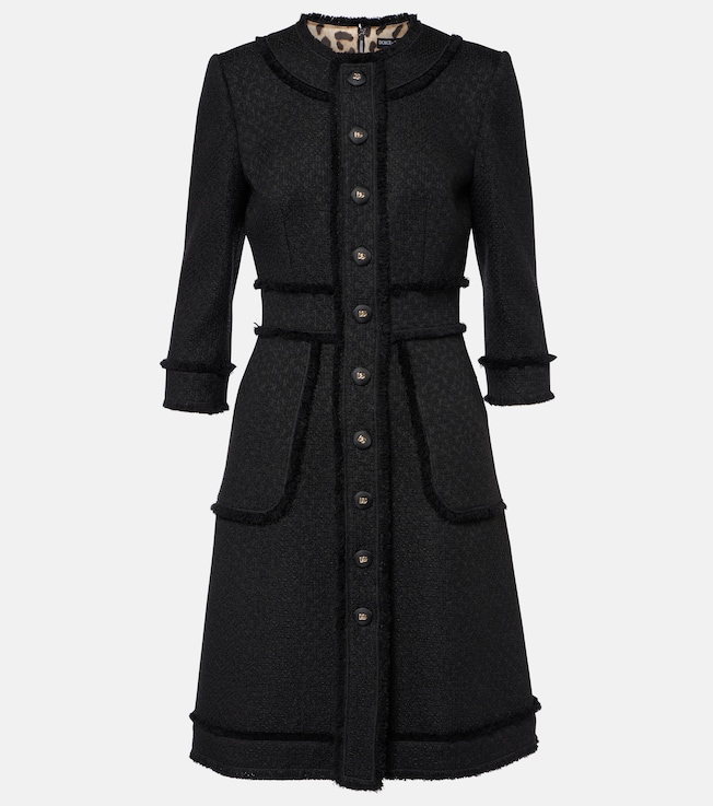 DG wool-blend bouclé midi dress | Dolce&Gabbana