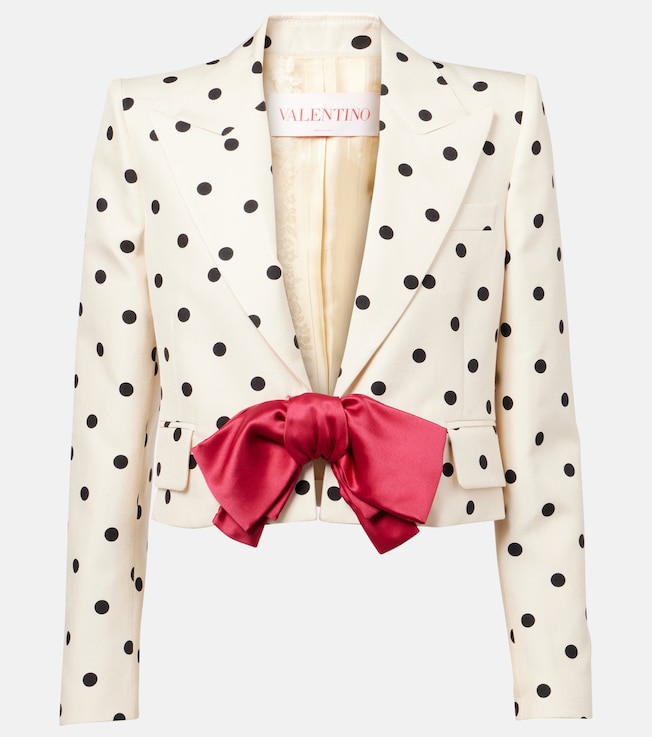 Polka-dot cropped silk shantung jacket | Valentino