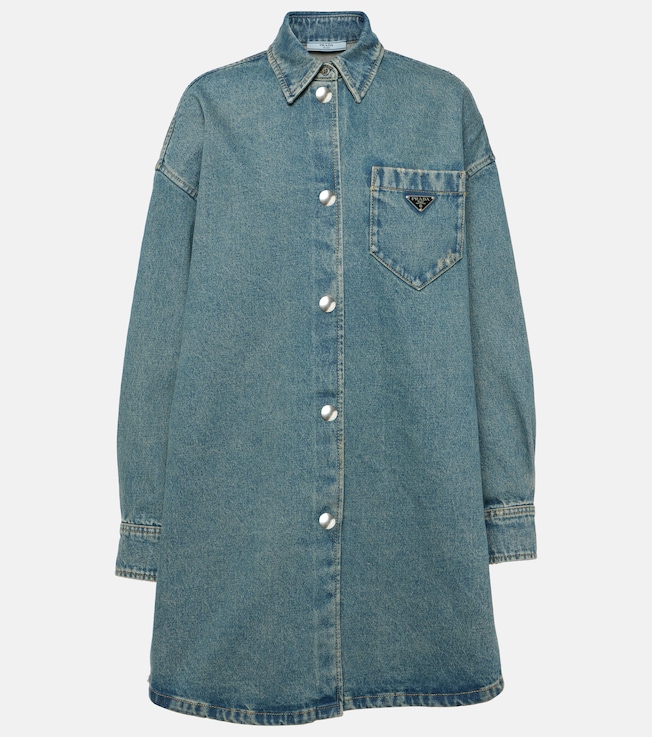 Oversized denim shirt dress  | Prada