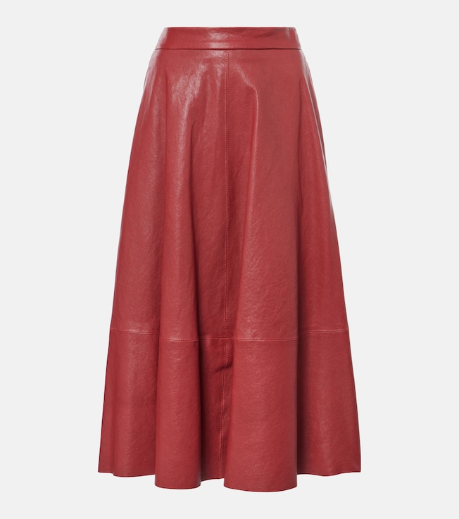 High-rise leather midi skirt | Brunello Cucinelli