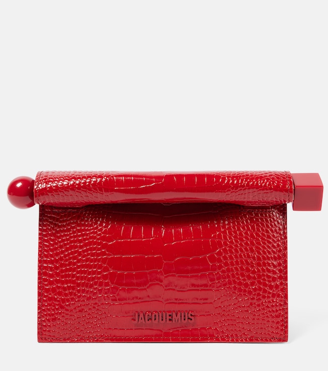 Rond Carré Small croc-effect leather clutch | Jacquemus