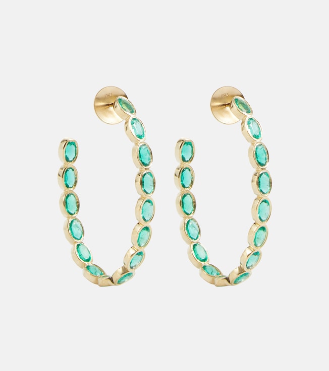Oval Eternity 18kt gold earrings with emeralds | Octavia Elizabeth