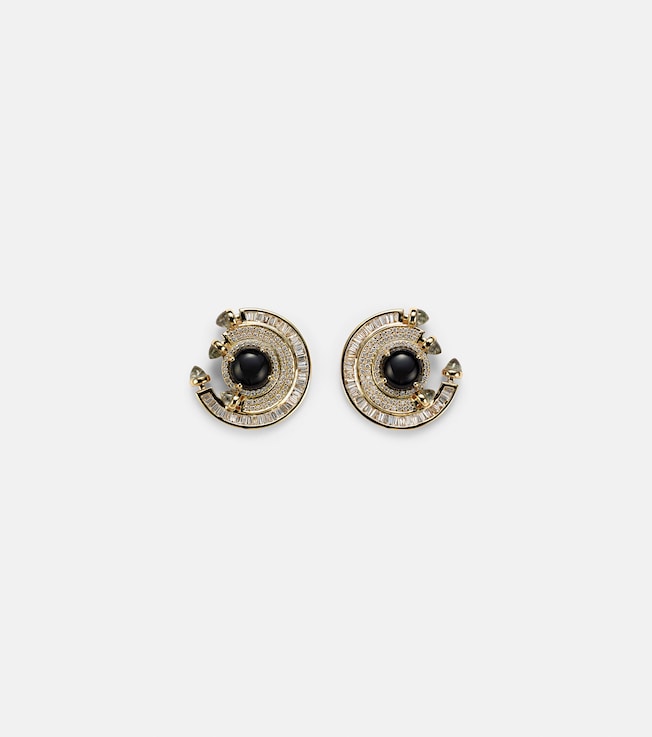 Chakra 18kt gold earrings with onyx and diamonds  | Ananya