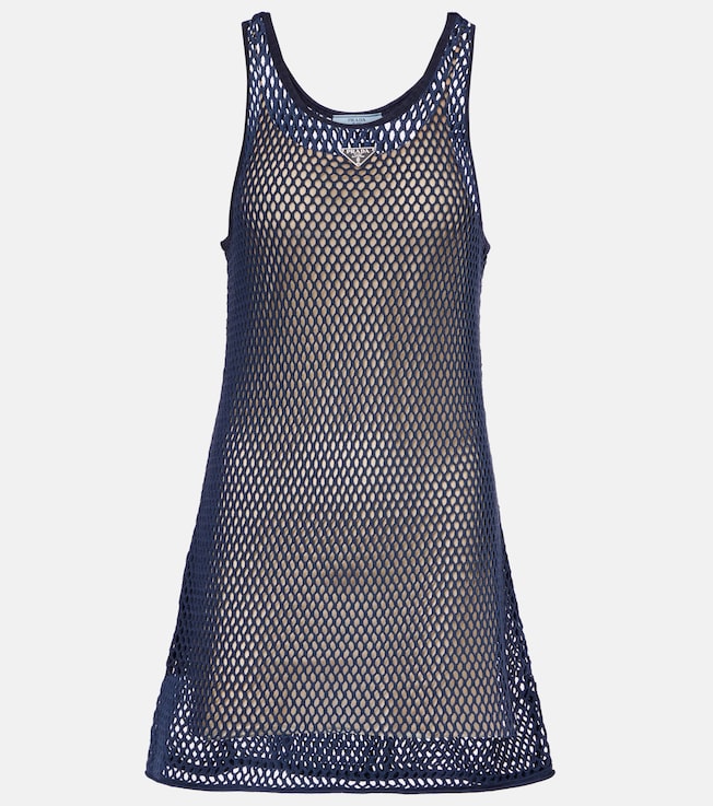 Cotton mesh minidress | Prada