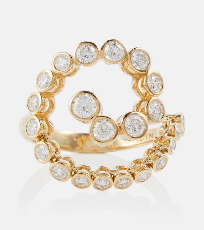 Spiralis 14kt gold ring with diamonds | Ondyn