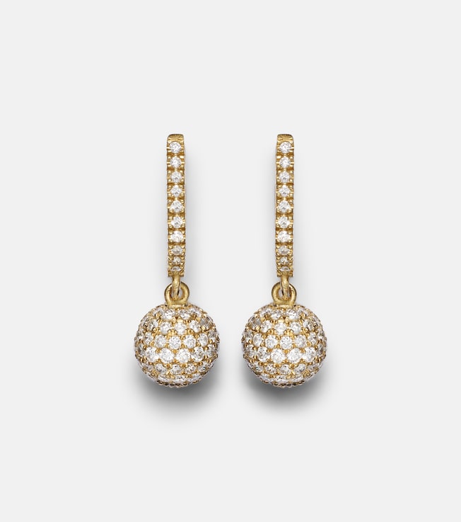 Ball 18kt gold drop earrings with diamonds | Ileana Makri