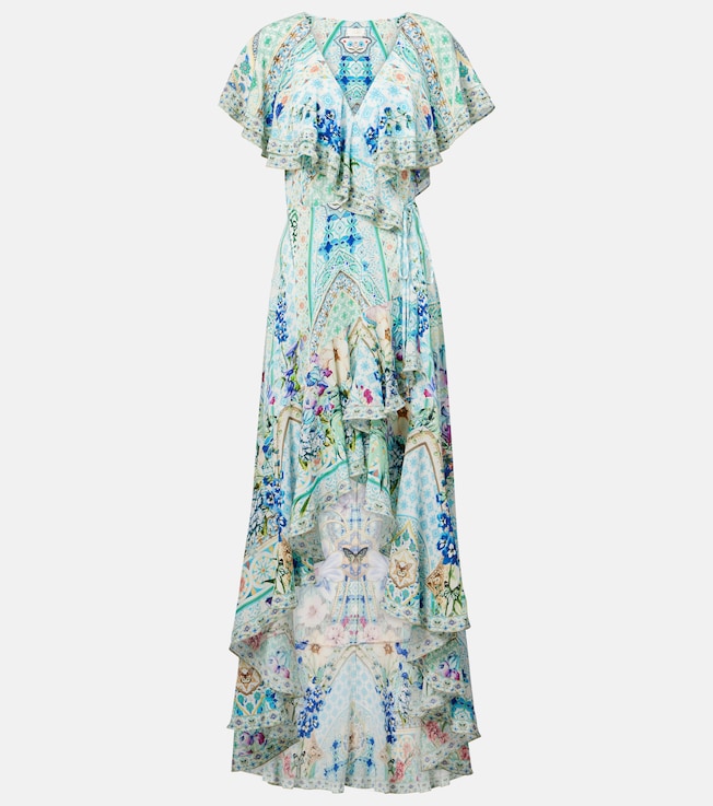 Crystal-embellished silk wrap dress | Camilla