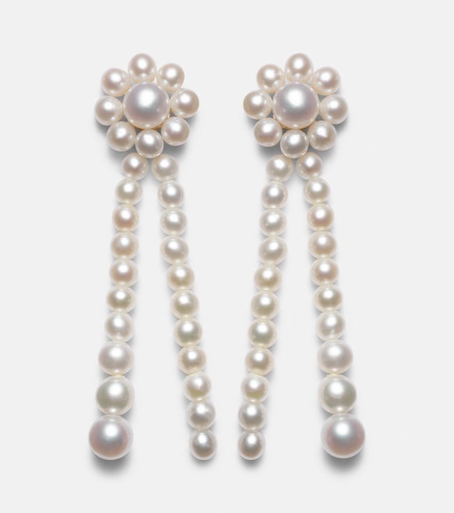 Promenade de Fleur 14kt gold earrings with freshwater pearls | Sophie Bille Brahe