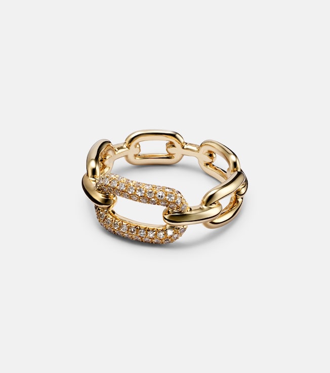 Cable Link 18kt gold ring with diamonds | Shay Jewelry